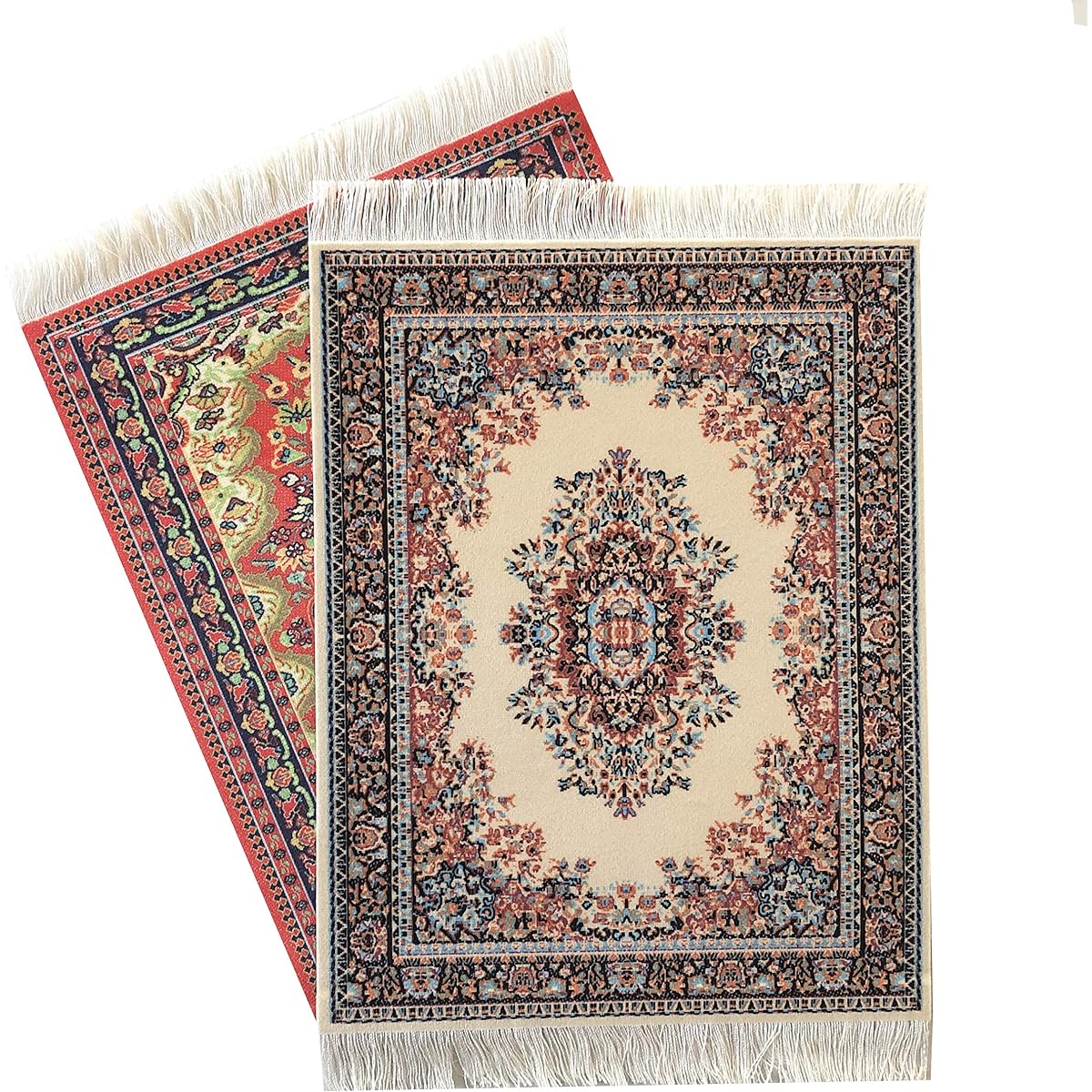 Inusitus Dollhouse Carpet - Miniature Dollhouse Rug - Mini Toy 10 x 7 1 Inch Scale Multicolor LARGE-SET-2