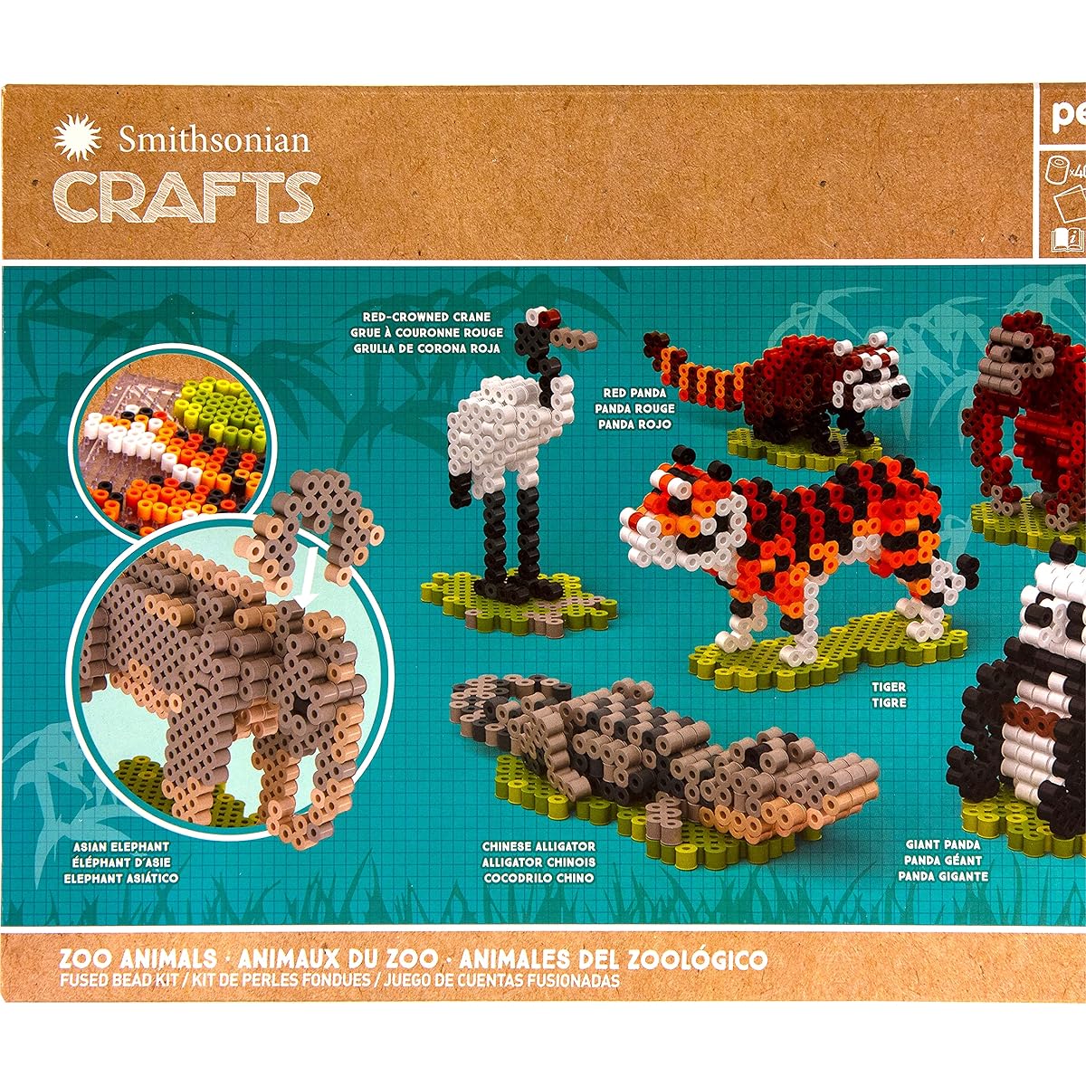 Perler Smithsonian 3-D Zoo Animals Kids Crafts, Multicolor, 4004