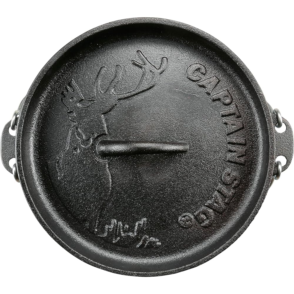 CAPTAIN STAG Camping Barbecue Dutch Oven Cast Iron 22cm No Seasoning Required UG-3061