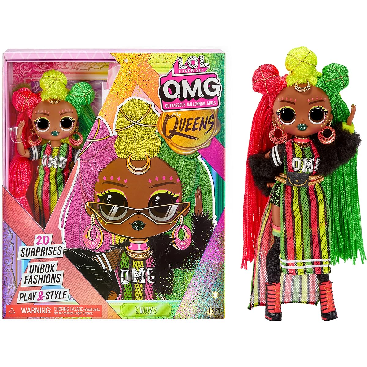 LOL Surprise OMG Queens Doll - SWAYS - With 20 surprises including Clothes, Accessories, Doll Stand and more - To Collect - Age: 3+ years