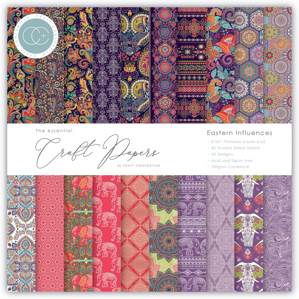 Craft Consortium Double-Sided Paper Pad 6"X6" 40/Pkg-Eastern Influences, 20 Designs -CPAD002B