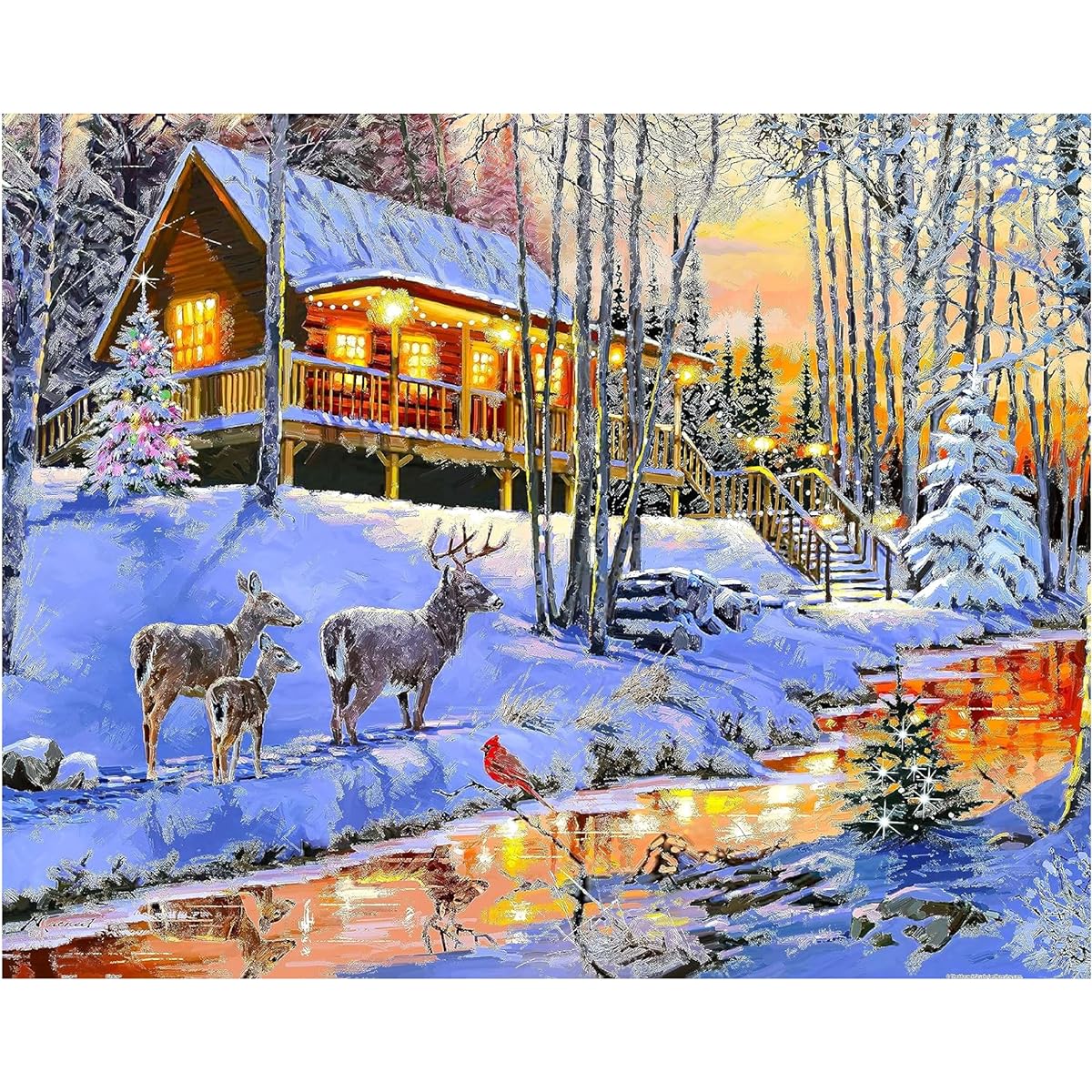 Pintoo 2000 Piece Plastic Jigsaw Puzzle [Macneil Studio_Wood Hut in the Winter Forest] (59X73cm) Difficult for Adults No Pieces Click to Fit [H3395]