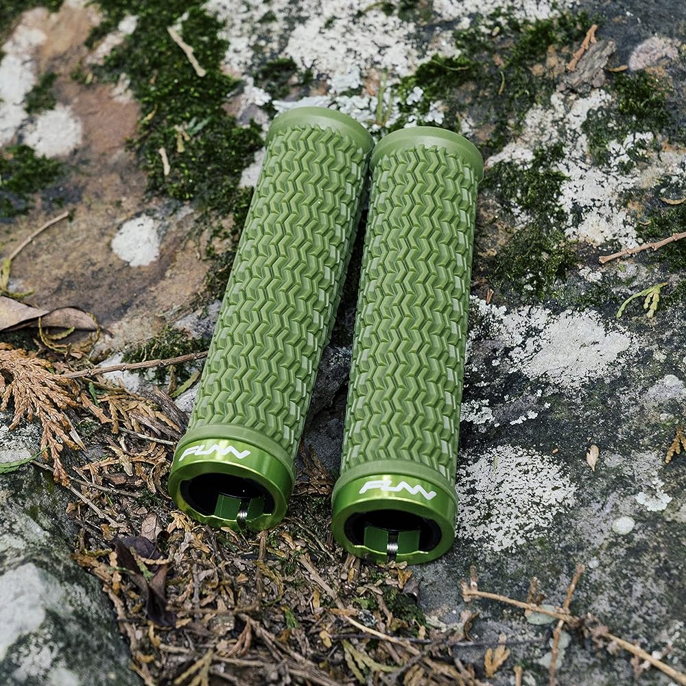 Funn Holeshot Bicycle Grips - Bike Grips with One Side Lock-on Clamp - Suitable for Mountain Bikes, Cross Bikes, BMX Bikes, Made of Non-Slip Rubber, Ultra Light and Comfortable