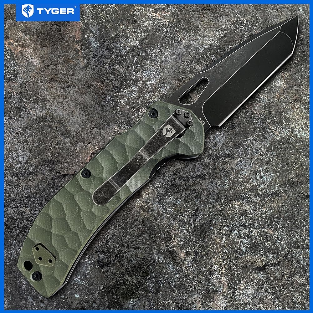 [Domestic genuine product] Tyger (Tiger) Japanese instruction manual included K4 EDC folding pocket knife (GREEN)