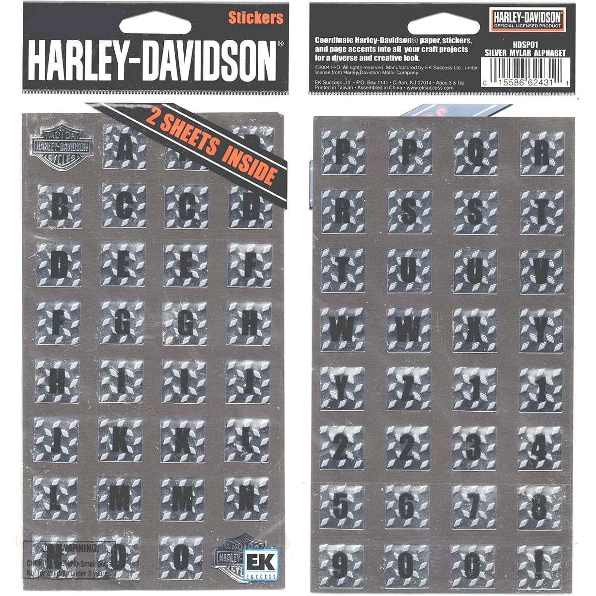 Ek Success Harley Alphabet Stickers, Silver Mylar