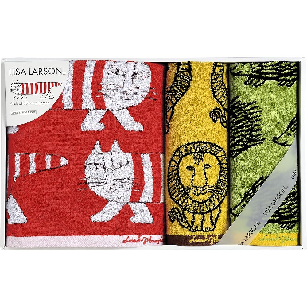 Marushin Towel Gift Set Greetings Moving Lisa Larson 1 Hand Towel Face Towel/1 Bath Towel Colorful Series Mother's Day Birthday Present 6925003300