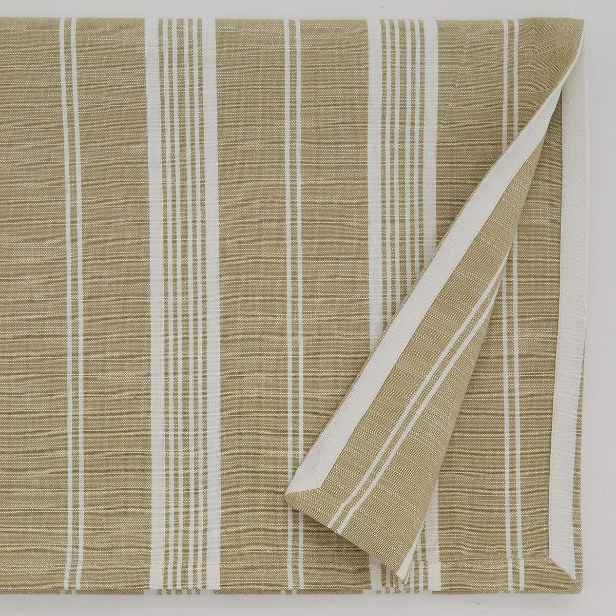 SARO LIFESTYLE Nevae Collection Striped Cotton Table Runner 16" x 72", Khaki
