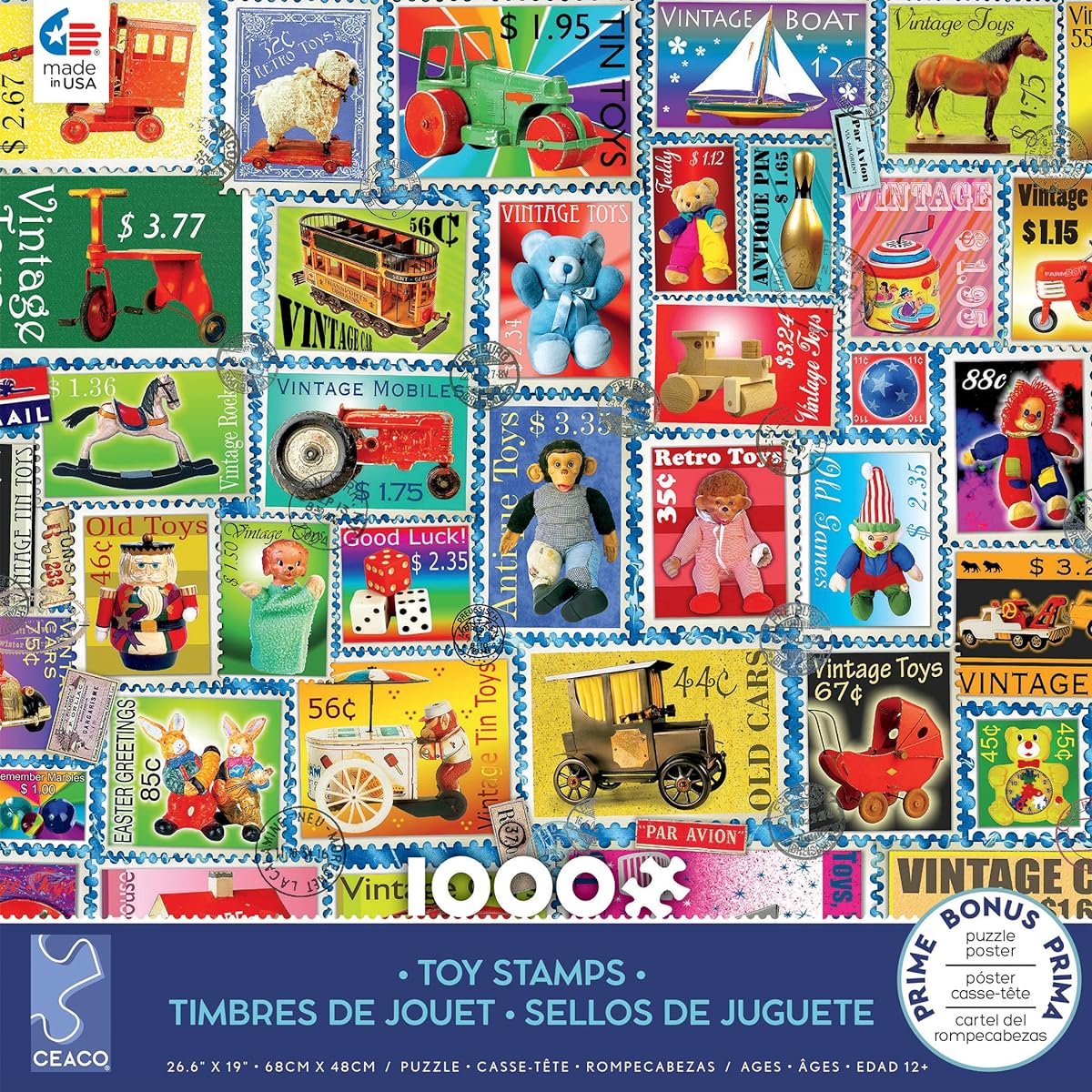 Ceaco - Barbara Behr - Stamps - Toy Stamps - 1000 Piece Jigsaw Puzzle