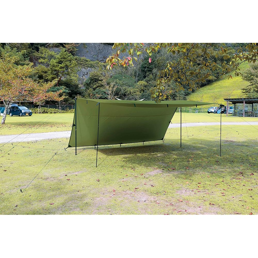 OUTDOOR MAN QUADRADO TARP Olive KOTT-009K │ Tarp Tent Rectatarp Open Tarp UV Treatment UV Protection Water Pressure Resistant Storage Bag Included BBQ