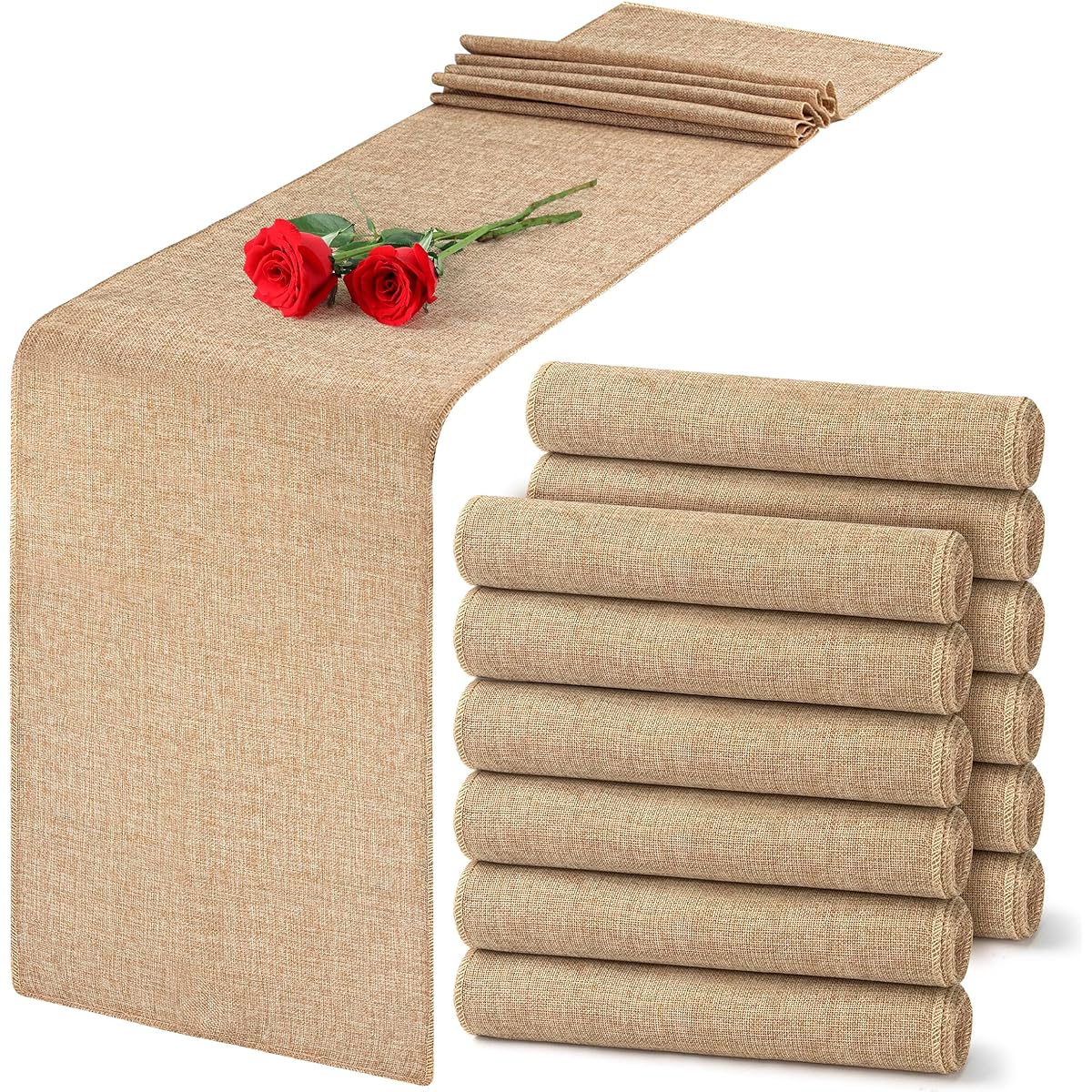 Doksving Burlap Table Runner 12" x 71" Table Runner Dresser Cover Farmhouse Jute Table Runner Fabric Party Runner Western Wedding Table Decoration for Dinner