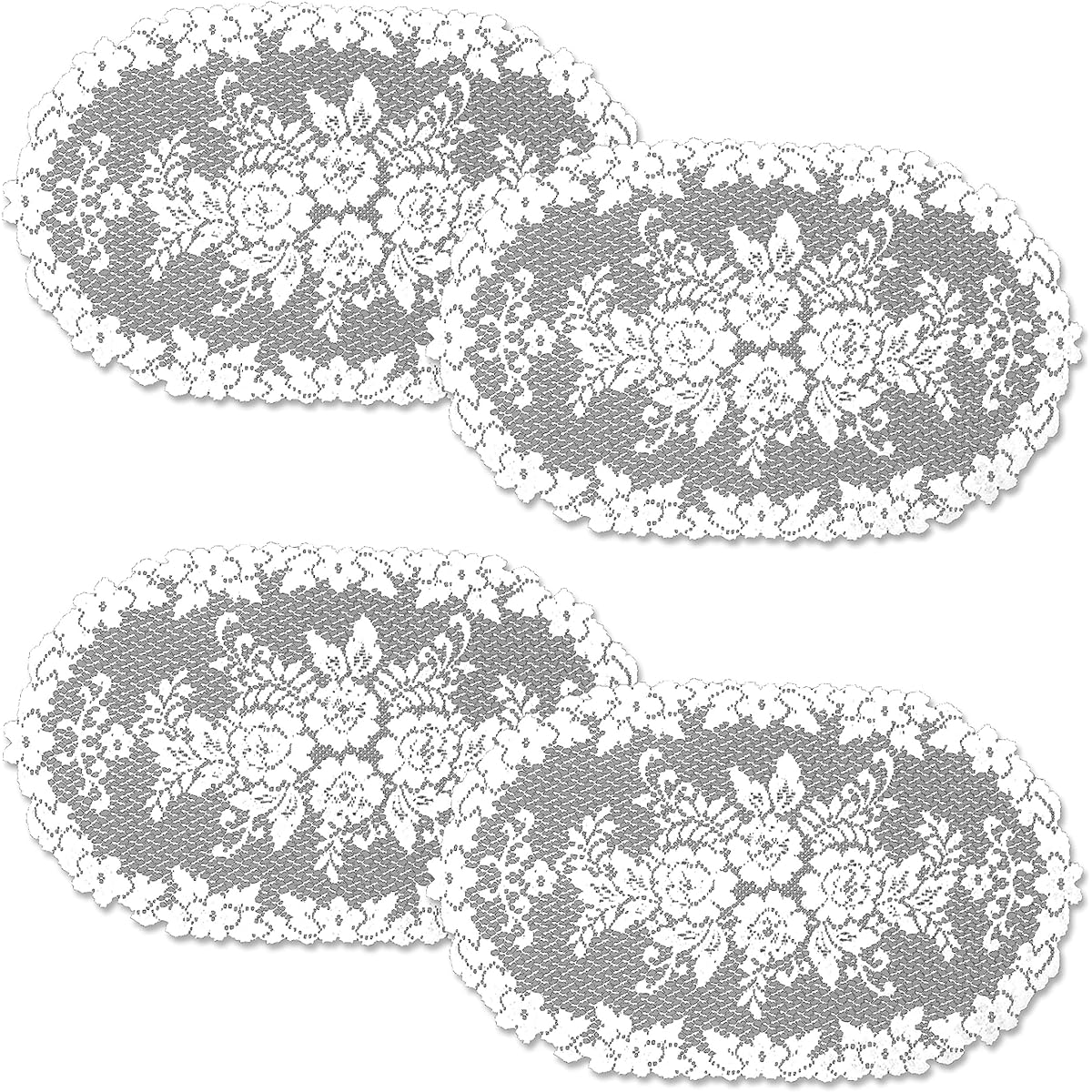 Heritage Lace Victorian Rose Doily, 13" x 24", White