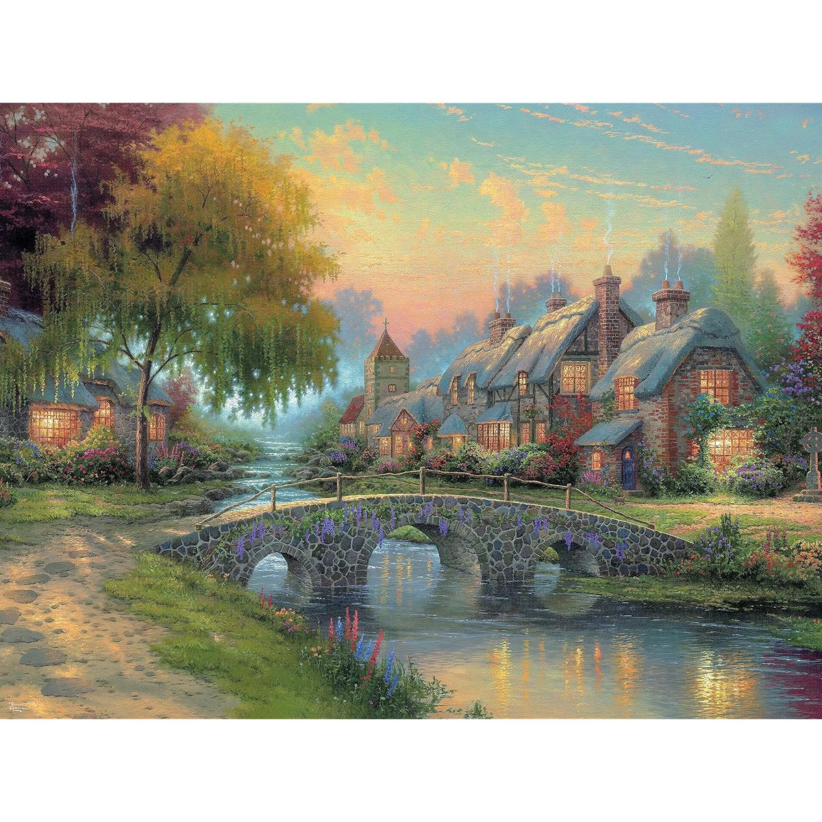 Ceaco - Thomas Kinkade - Cobblestone Bridge - Glitter - 750 Piece Jigsaw Puzzle