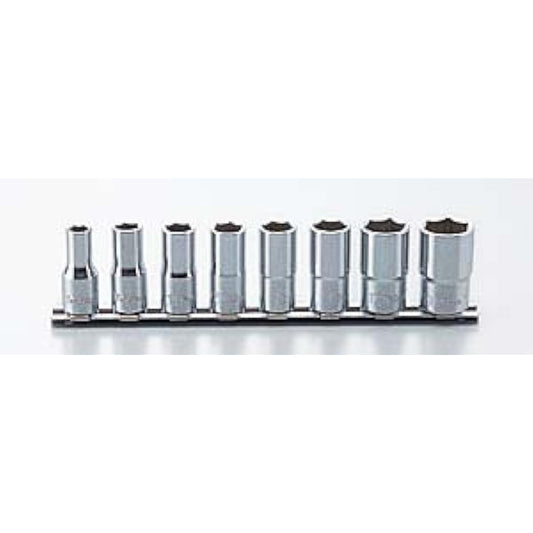 Koken 3/8(9.5mm)SQ. Hexagonal semi-deep socket rail set 9 pieces RS3300XA/9