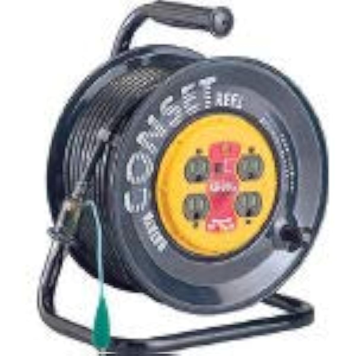 HATAYA Conset Reel Cord Reel, Indoor Use, 100V, 30m, Thickness: 2.0㎟, Plug-in Fixed Reel, Earth Leakage Breaker, Grounding, Built-in Temperature Sensor, 4 Outlets, For Home Use, Factory Use, Construction Sites, KB-30K