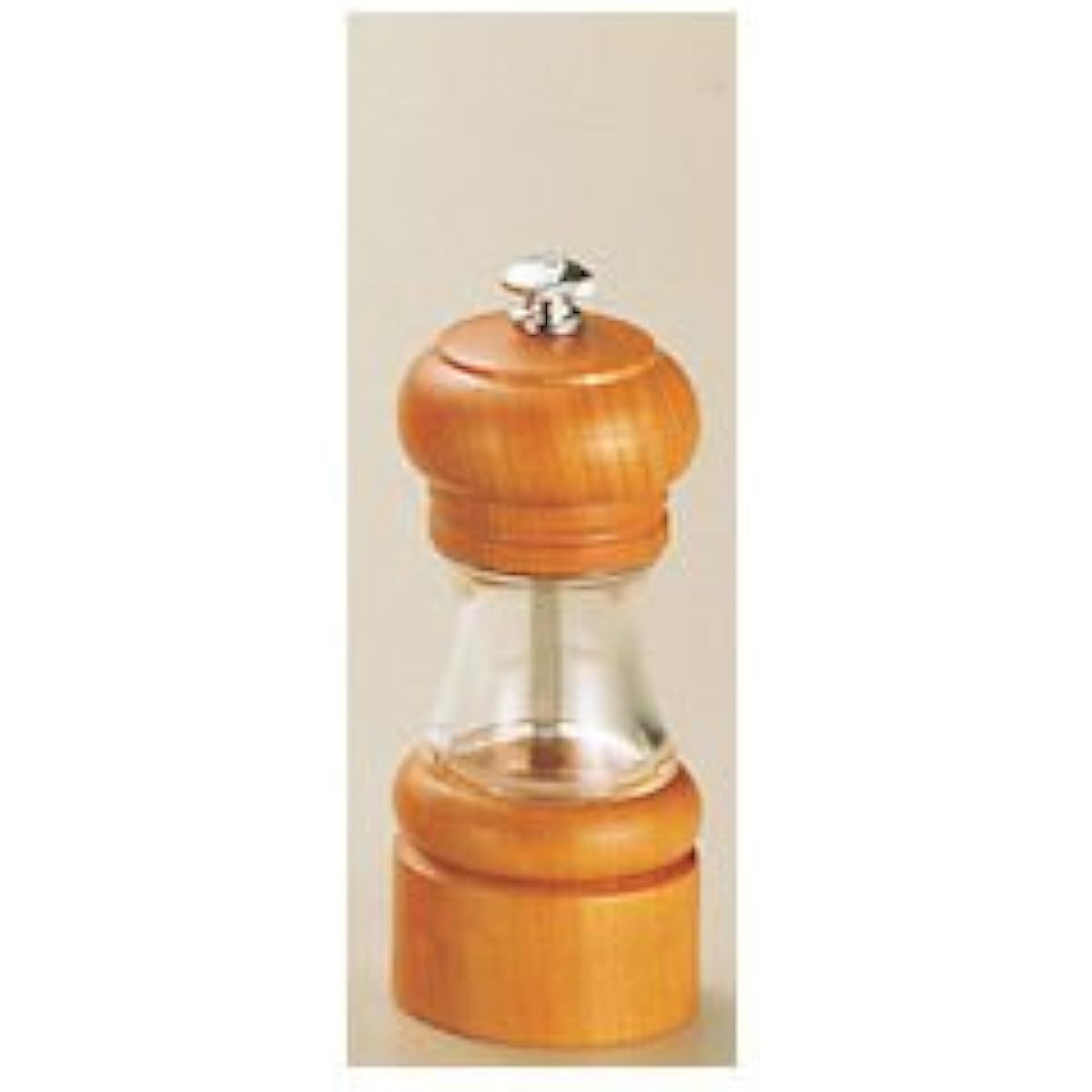 IKEDA Salt Mill Crystal Wood 4715 Body Crystal Glass & Keyaki / Metal Fittings 18-12 Stainless Steel / Knob Brass Japan PKL50