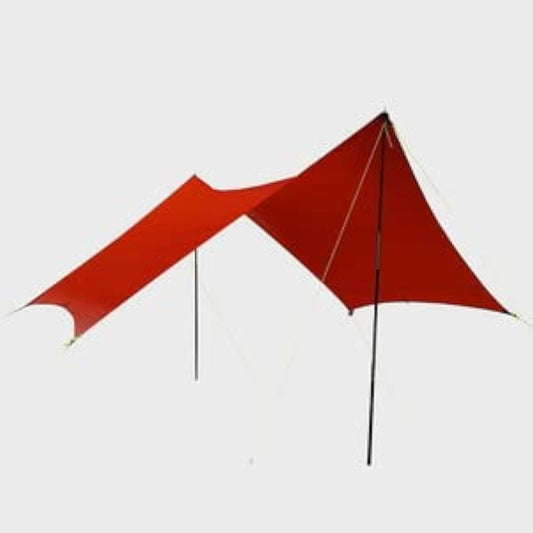 ZEROGRAM Minimalist Hexa tarp (RED) / Hexa lightweight tarp 350 x 360 UV shading, high water resistance, waterproof, compact, easy to set up and take down, guy line pegs included