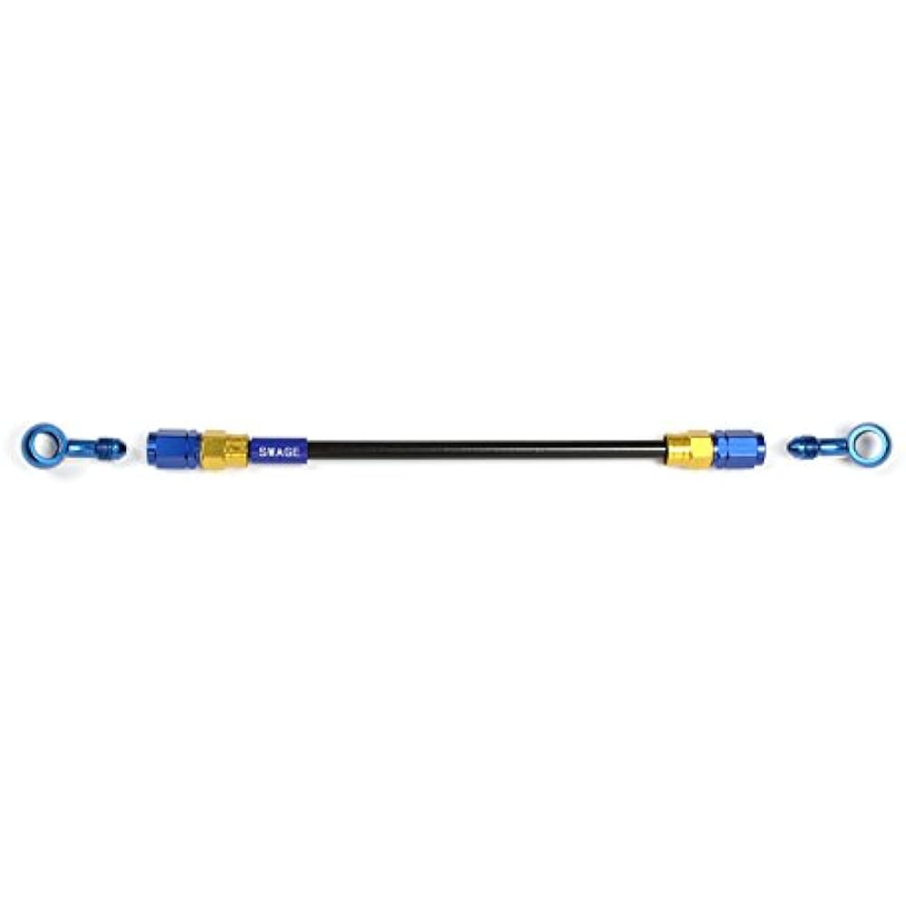 SWAGE LINE Easy Order Hose General Purpose Hose Aluminum (Black/Black) Black Smoke Hose Banjo Adapter Included (20 degrees + 20 degrees) 1250mm BAKB-1212M-1250