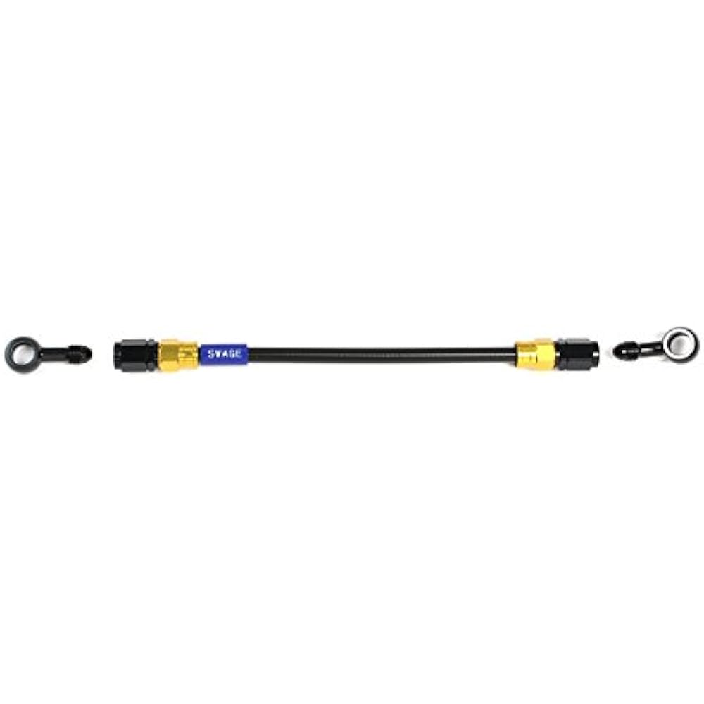 SWAGE LINE Easy Order Hose General Purpose Hose Aluminum (Gold/Black) Black Smoke Hose Banjo Adapter Included (Straight +20 degrees) 675mm GAKB-1112M-0675