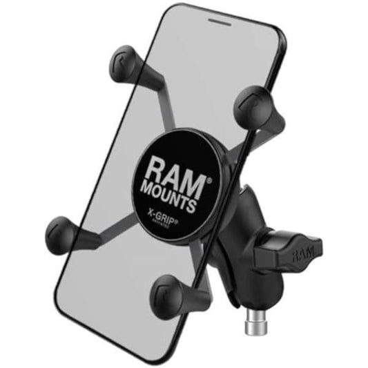 RAM MOUNTS X Grip & M8 Bolt Base Set for Smartphones Short Arm 1 Inch Ball RAM-B-367-A-UN7U Black