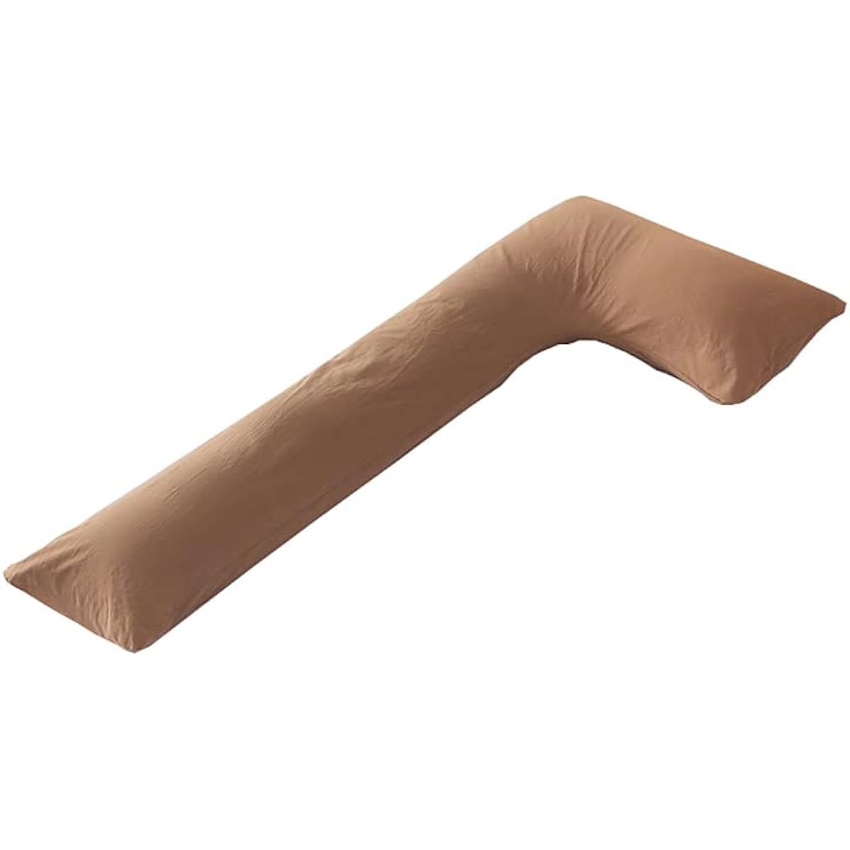 Comforea Body Pillow, 150 x 68 x 20 cm, L Shape, 100% Cotton, Washable Cover, Antibacterial and Odor Resistant, Brown
