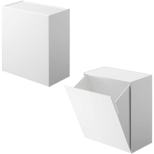 Yamazaki Jitsugyo Wall Toilet Pot & Storage Case [Set of 2] Flap Type Toilet Pot Sanitary Box Trash Can White 5429 x 2