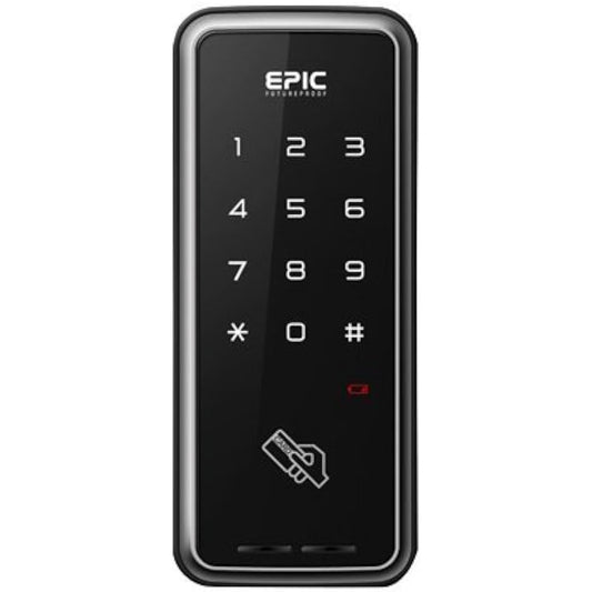 EPIC TOUCH HOOK 2 Smart lock for sliding doors PIN/MIFARE(R) Auto lock 24-hour call center PIN tampering function Pry-open alarm Anti-tampering