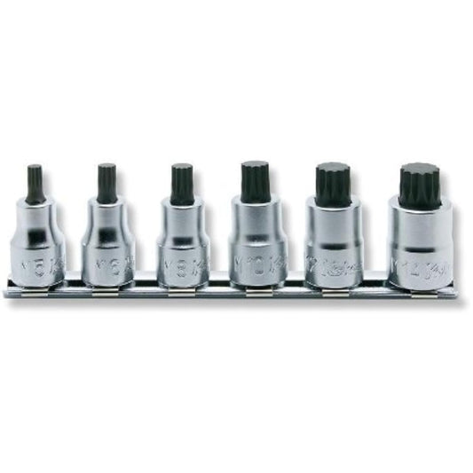 Koken 3/8 (9.5mm) SQ. Triple square bit socket (XZN standard) rail set, total length 38mm, 6 pieces RS3020/6-L38