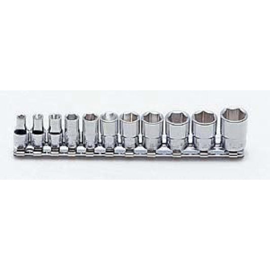 Yamashita Industrial Research Institute (Ko-ken) Socket Rail Set Hexagon RS2400W/9 Drive Angle: 6.35mm British Standard (BA) Socket 9 Pieces 1 Set