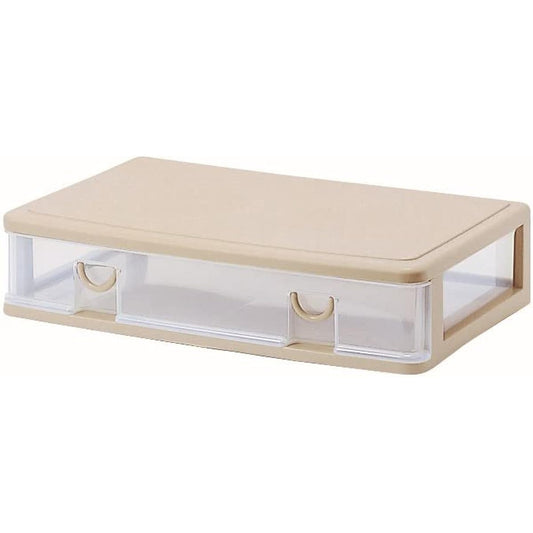 Thanko Plastic Thin Clothes Storage Wide Elpis Width 61 x Depth 40.3 x Height 13.4cm Soft Beige 10 Pieces