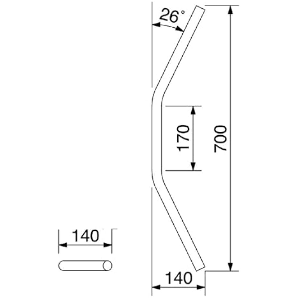 HURRICANE Handlebar P1 inch flat 2 type chrome plated HB0151C-01