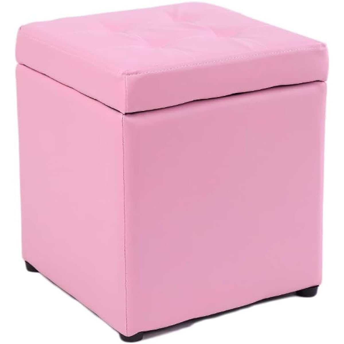 TOURSE Storage Stool Box Stool Width 35 x Depth 35 x Height 40cm Ottoman Ottoman Chair Desk Chair Dresser Chair Low Sofa with Integrated Lid No Assembly Required Pink