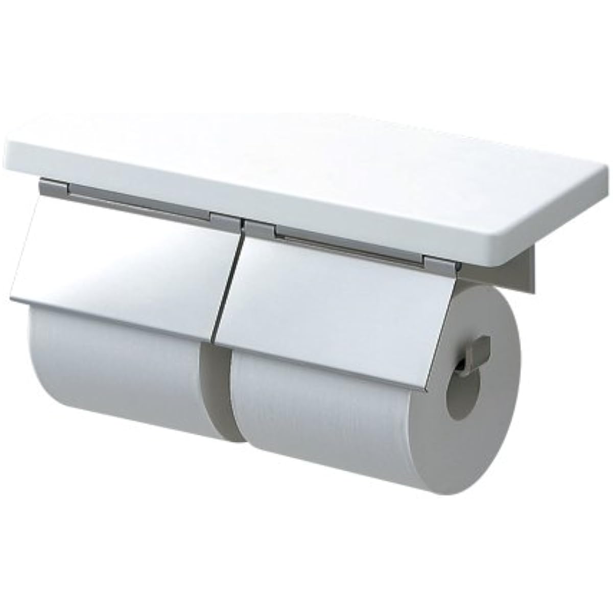 TOTO Double Paper Roller with Shelf (Wood) Stainless Steel White YH402FW#NW1