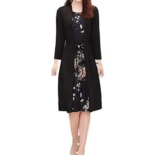 [Shion] 4 sizes available, dress, flower print, layered style, switching, women's M~2XL