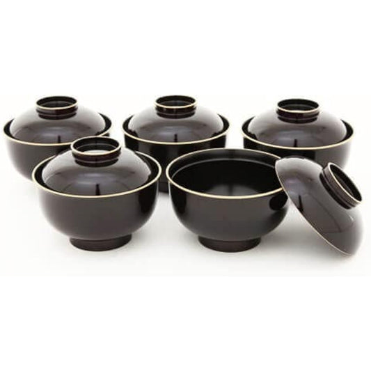 Kitaichi Lacquerware Store Tamebuchi Kin Zoni Bowl Set (5) KT2037