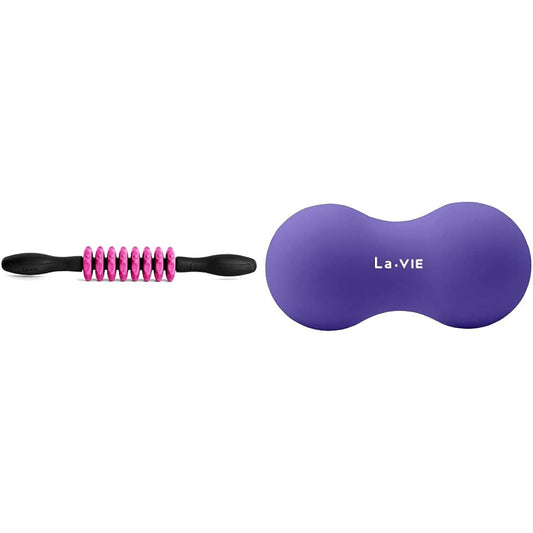 La-VIE Fascia Roller Green 3B-4754 Black x Pink & Katao Stretch Ball Massage Ball [Set Purchase]