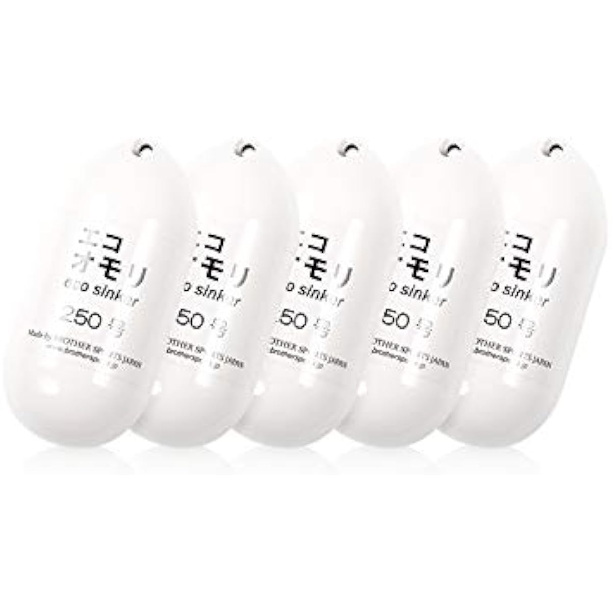 Eco Weight Set of 5 Fishing Weights Environmentally Friendly Iron Lead Free Weight Sea Fishing Offshore Fishing Deep Sea Fishing Medium Deep Fishing Shallow Fishing Gomoku Fishing Weight Rig Sinker Free Rig Sinker Green/White