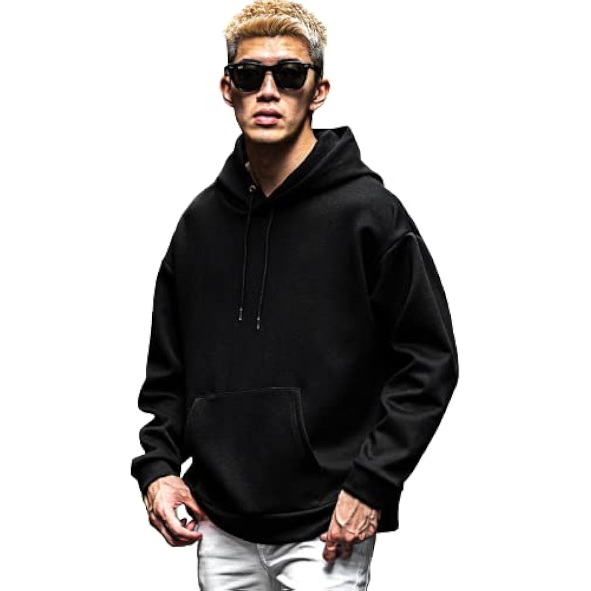 [Sumdif] Punch material sweatshirt hoodie for men [Big silhouette] Plain, oversized, loose, thick, stretchy, soft and smooth to the touch, glossy, casual