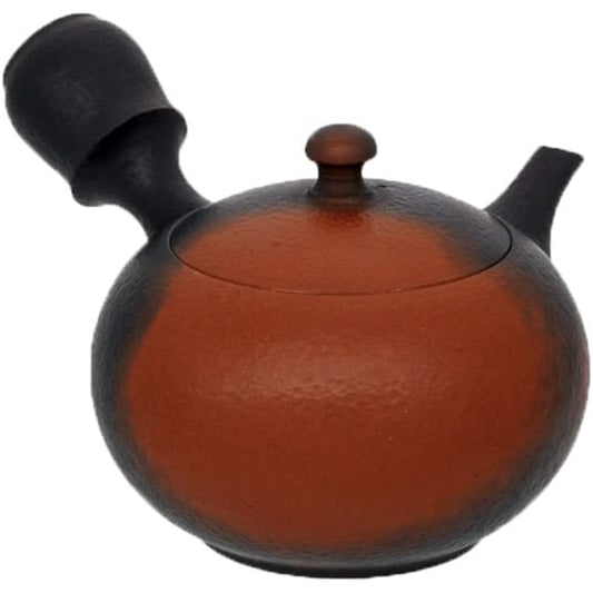 Tokoname ware teapot 4-526 Masunori No. 22 kiln Hentakimaru teapot (with string in wooden box) 360ml Ceramic tea strainer Master craftsman selection Artist's product Made in Japan Boxed T2063 Black