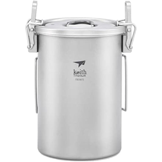 KEITH Cooking Pot Titanium Rice Cooker Kettle Boiling and Steaming Cooker Pot Classic Multifunctional Lightweight Non-Stick Storage Bag Included Ti6300