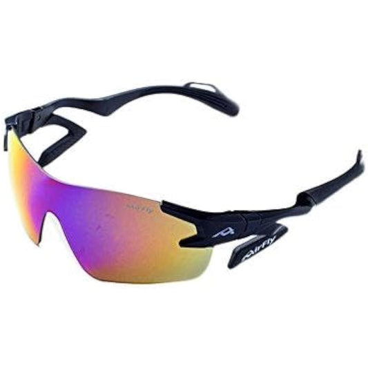 "Domestic regular product" AirFlay sports sunglasses without nose pad AF-301L series Frame color Black Lens color Purple gold mirror Visible light transmittance 14% UV cut rate 99% or more Product number AF-301 C-3L