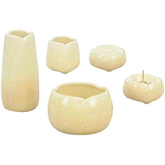 Buddhist utensils set, pottery, soft yuzu, 3.0 inch, 5-piece set, tea utensils, Buddhist utensils, flower stands, incense burners, lanterns [domestic modern Buddhist utensils set] Buddhist utensils set, stylish, mini, small, modern, soft, yuzu, 3.0 dimen