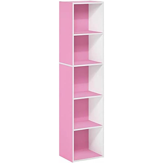Furinno Bookshelf Luder Series 5 Tier Cube Width 30.5 x Depth 23.7 x Height 132.2 cm Pink/White [Japanese Official Import] 21048PIWH