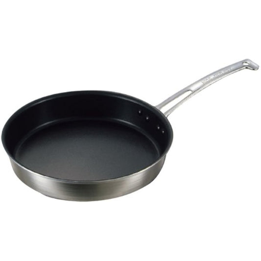 King Flon stainless steel cast handle one-handed wide frying pan 24cm