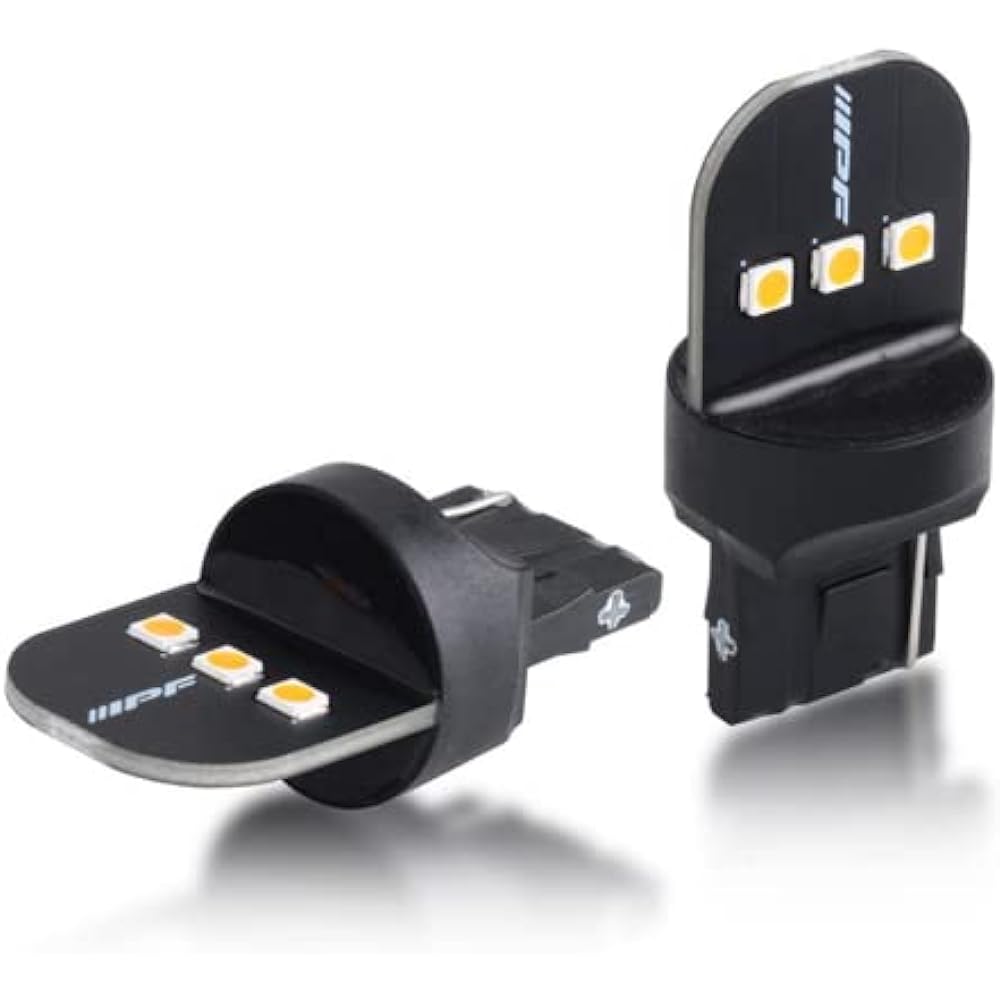 M's Basic by IPF Turn Signal LED Bulb PLATE Series T20 Amber 260 Lumens Compatible with Different Pinch Areas, 2 Pieces Made in Japan AMZ-WB005