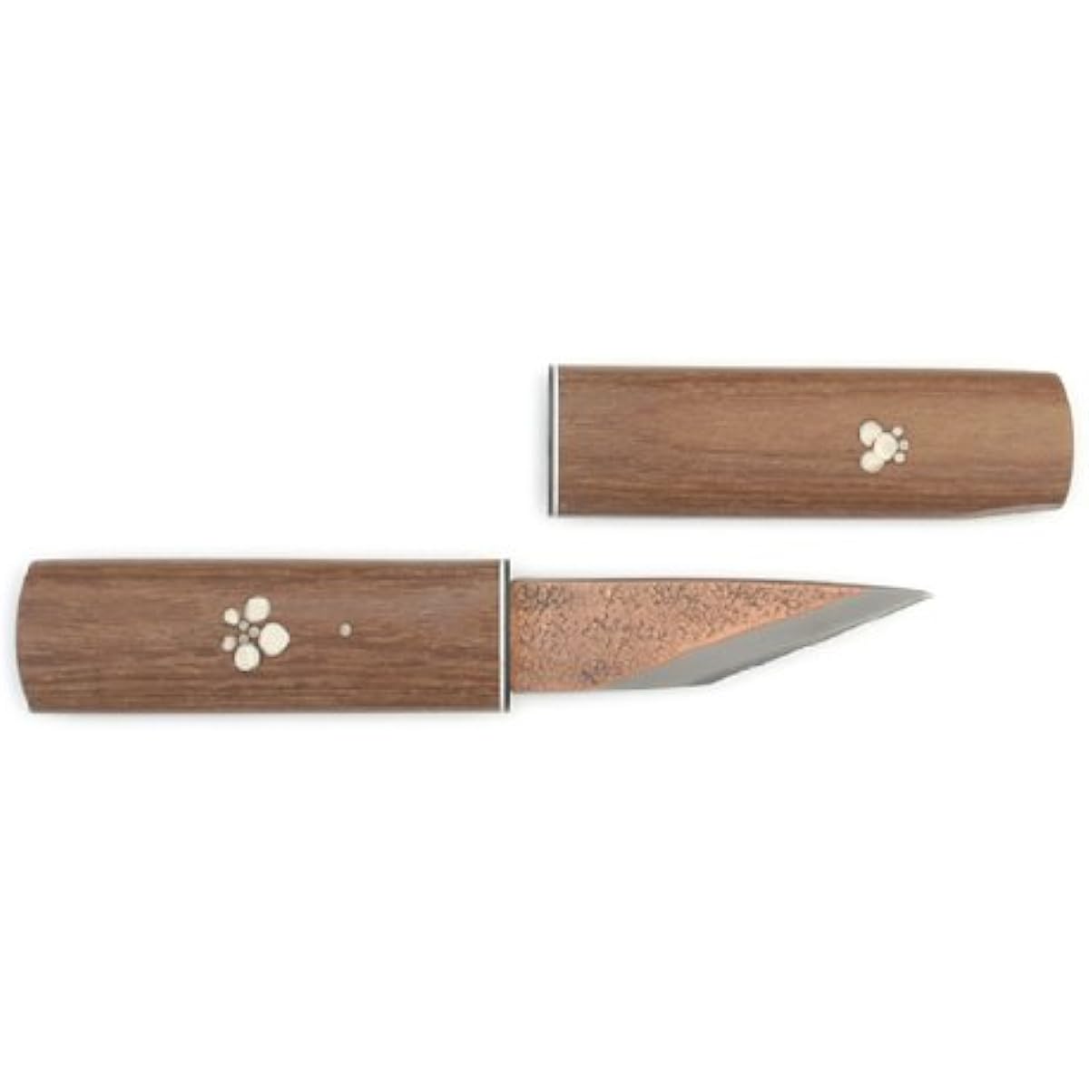 Hidetoshi Yokote short sword with copper, plum rim, paulownia box, 90mm