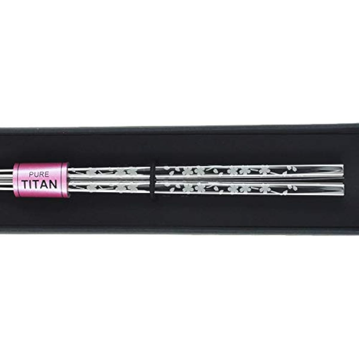 Domestic titanium chopsticks Japanese-style carving pattern laser engraving Pure titanium Katsuki chopsticks Sakura Sakura pattern