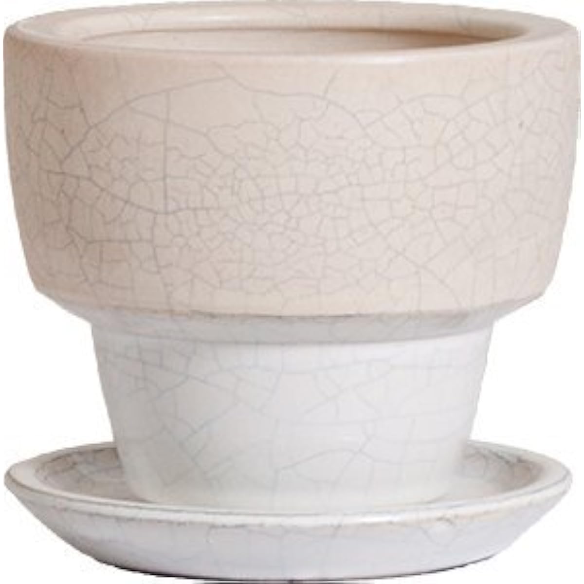 Plus Garden Flower Pot/Saucer Set Adara M Φ255mm With Bottom Hole Titanium White Shigaraki Ware 548-11