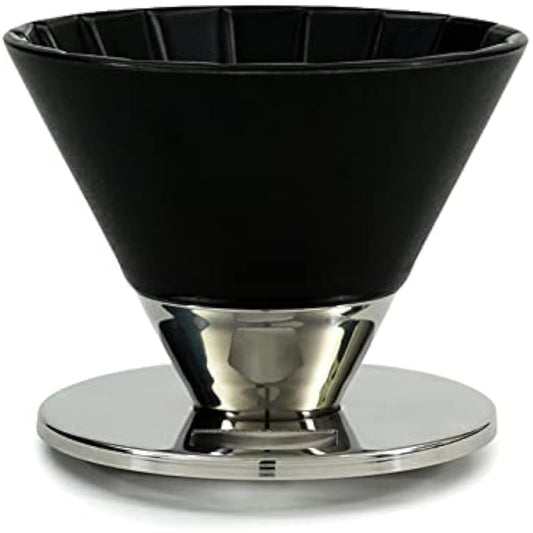 Coffee Dripper Silver & Black [Saga Prefecture/Arita] [Beasty Coffee] A dripper with an impressive combination of metal