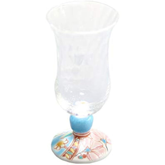 Kutani ware cold sake glass (lattice) flower tapestry