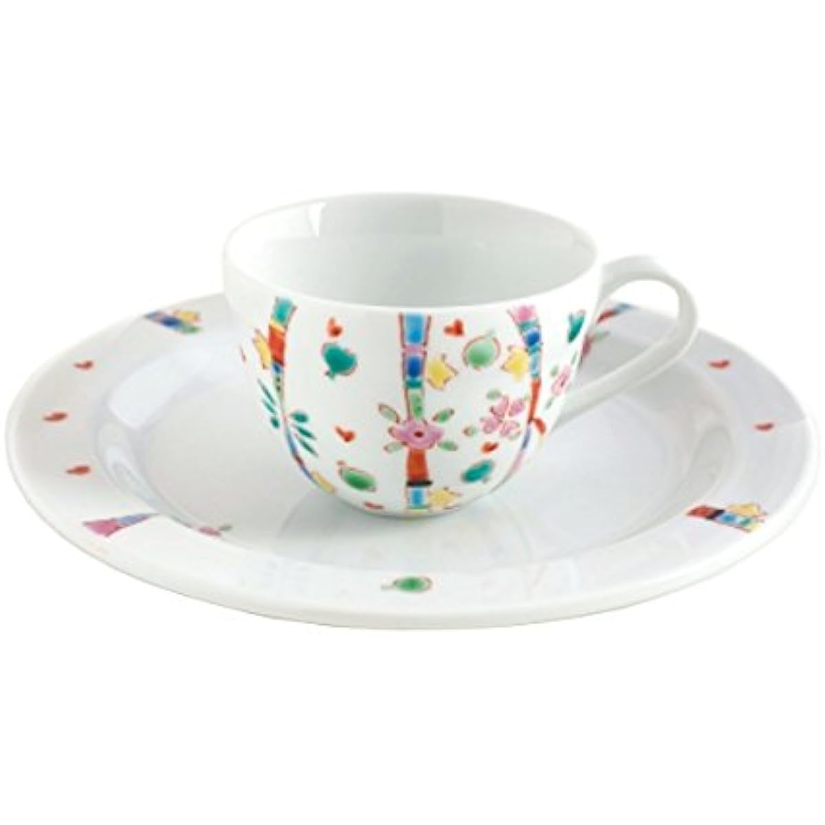 Maruzen Iwata Shoten Kutani Ware Cup & Saucer Hanabubuki was-526